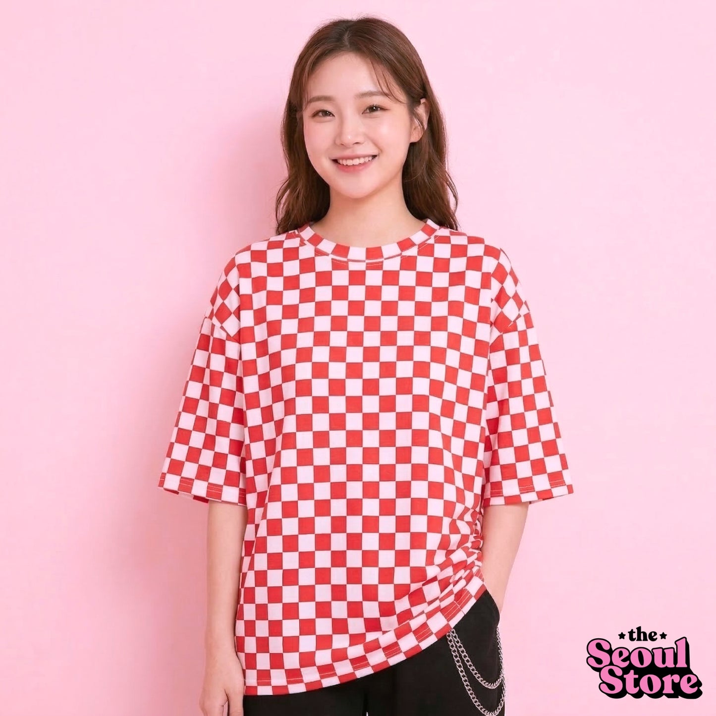 Camiseta Cuadriculada Roja