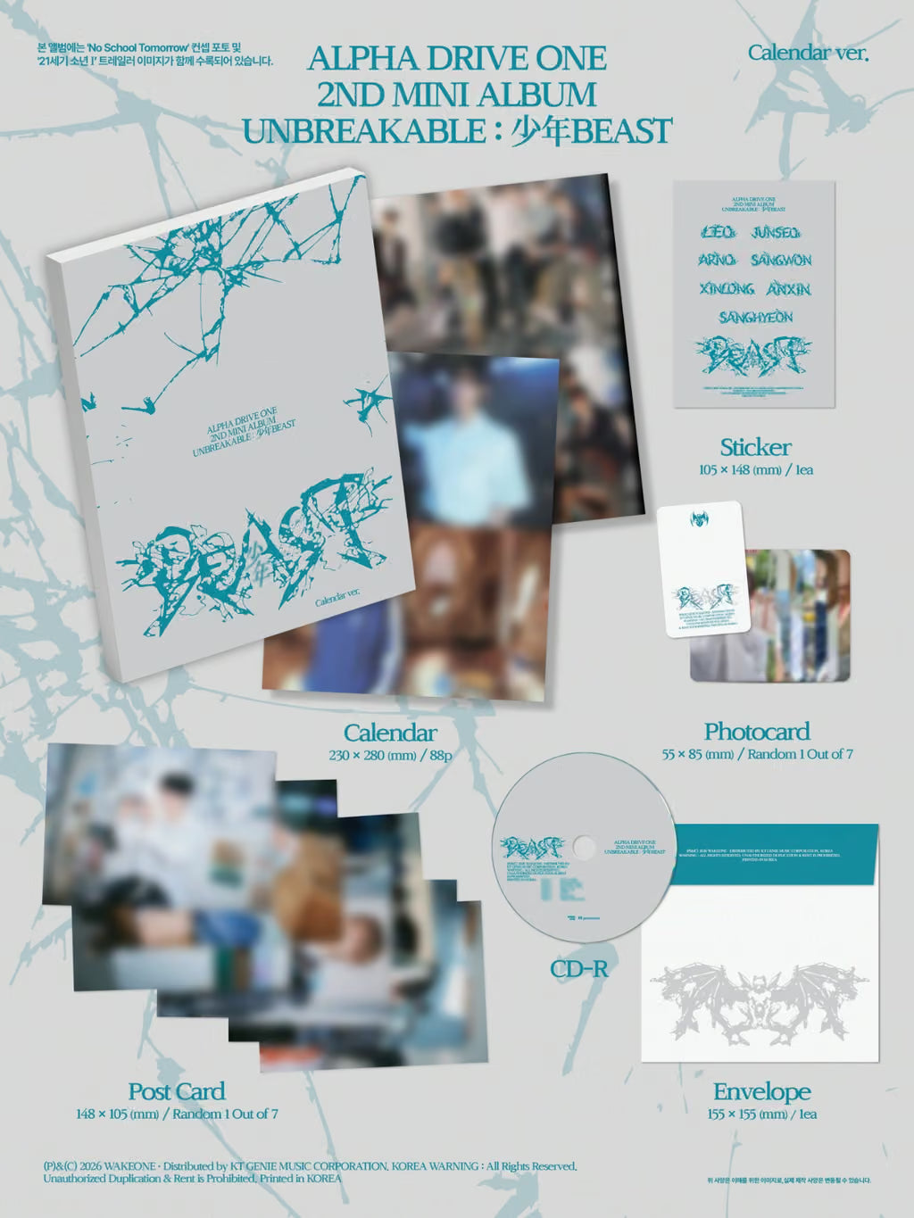 [PRE-ORDER] ALPHA DRIVE ONE 2ND MINI ALBUM [UNBREAKABLE : 少年BEAST] (Calendar Ver.)
