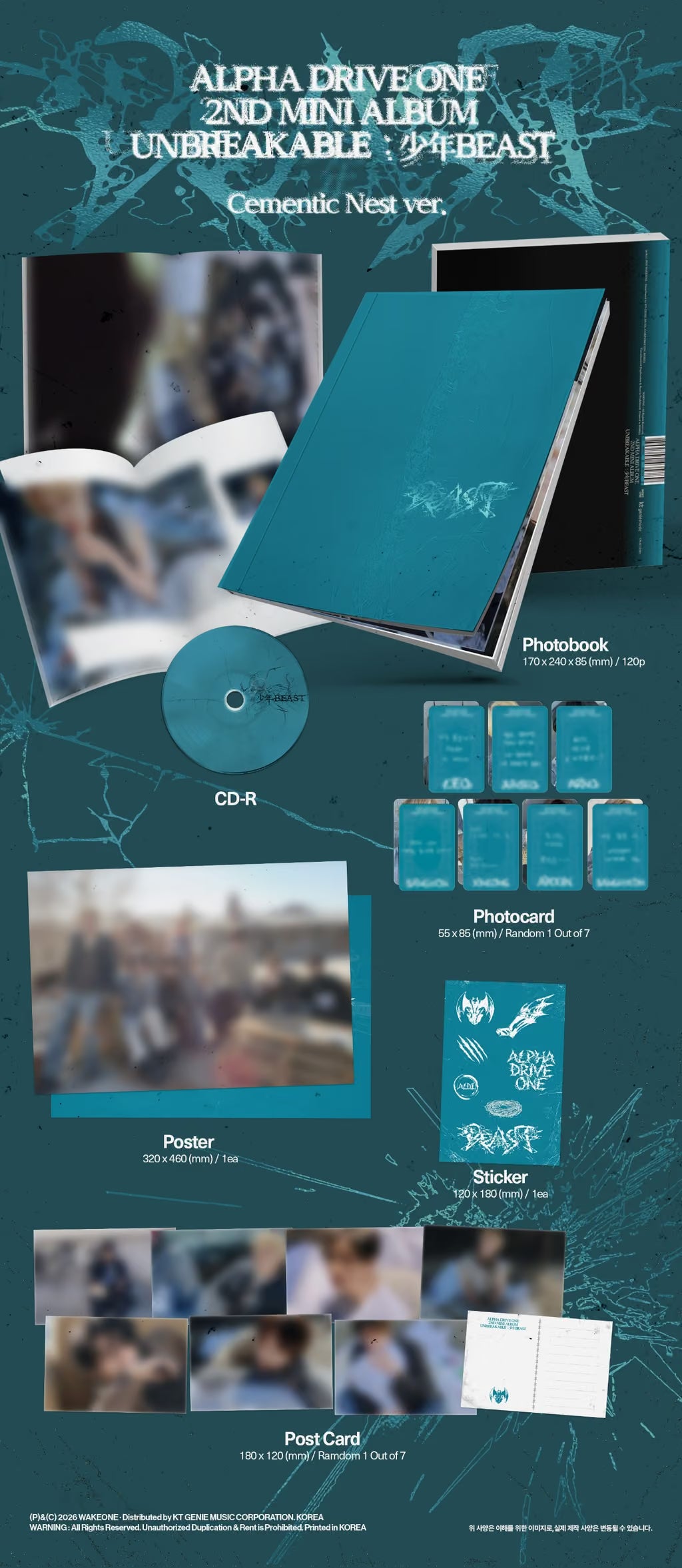 [PRE-ORDER] ALPHA DRIVE ONE 2ND MINI ALBUM [UNBREAKABLE : 少年BEAST] (Cementic Nest ver.)