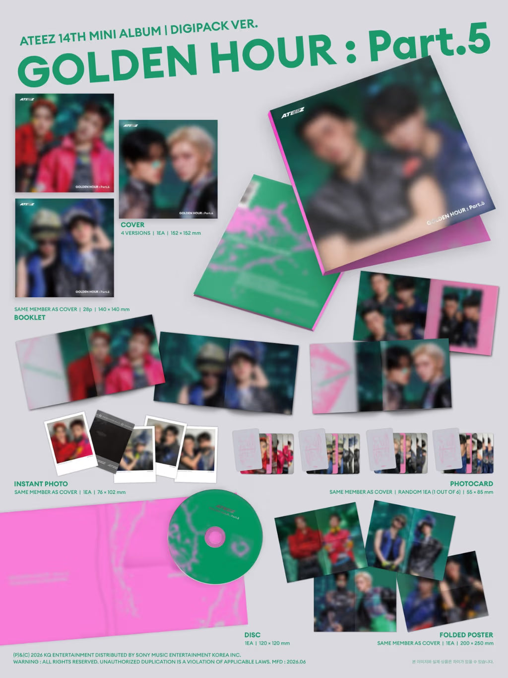 ATEEZ 14th Mini Album [GOLDEN HOUR : Part.5]  DIGIPACK UNIT (Random)