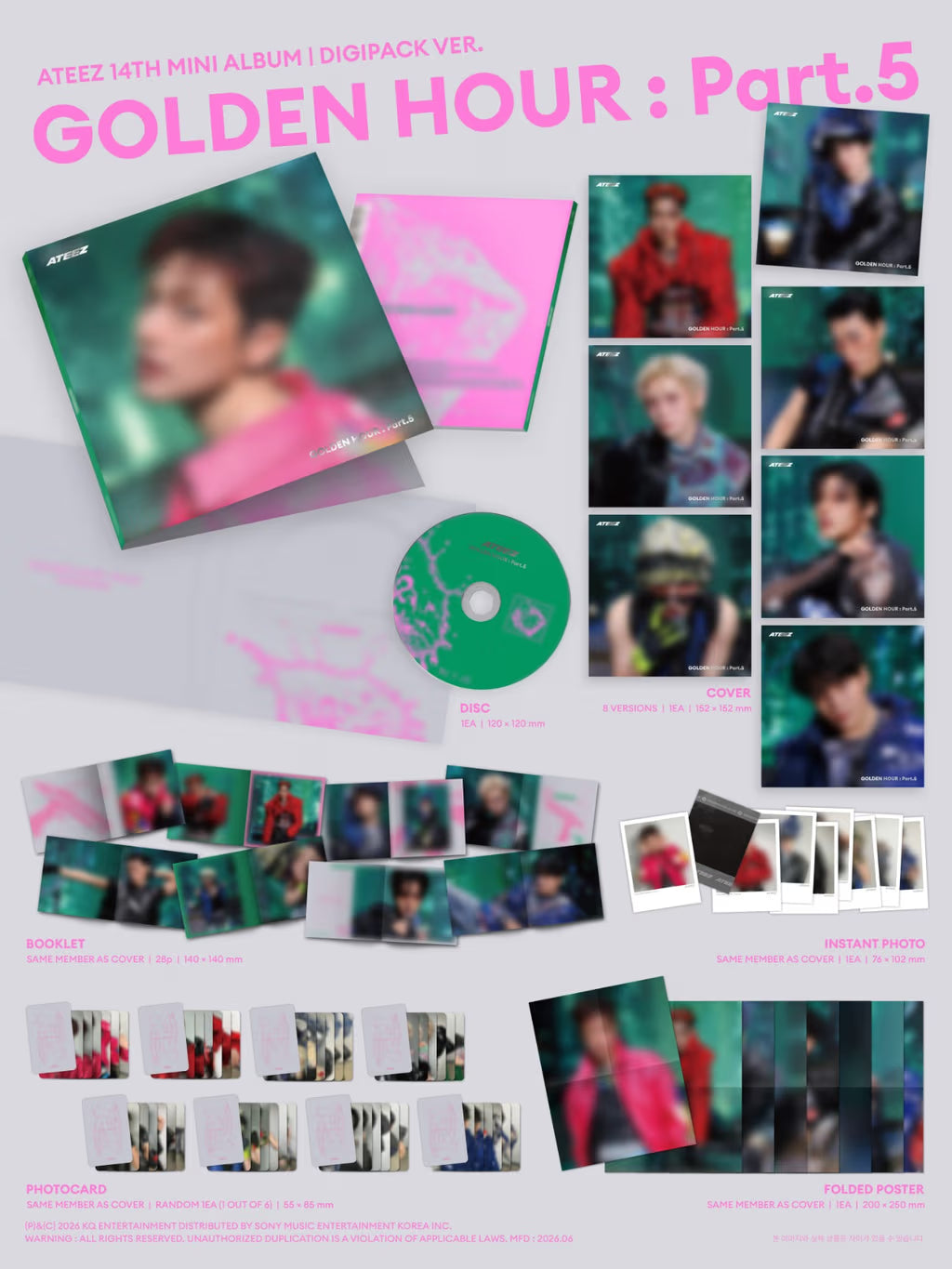 ATEEZ 14th Mini Album [GOLDEN HOUR : Part.5] DIGIPACK (Random)