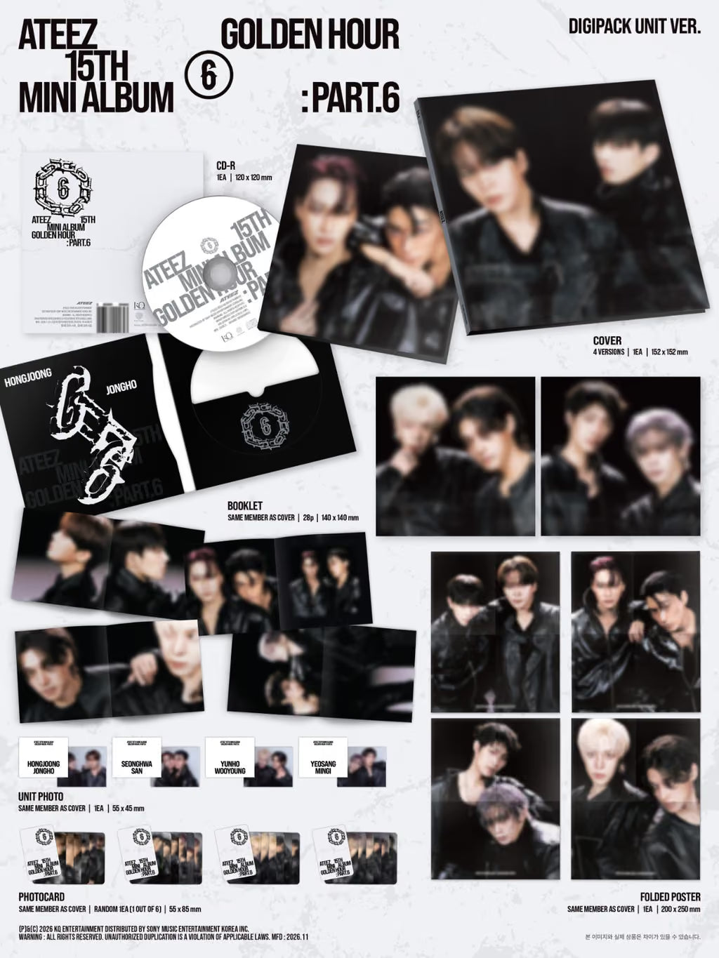 [PRE-ORDER] ATEEZ 15TH MINI ALBUM [GOLDEN HOUR : Part.6] (DIGIPACK UNIT VER.)