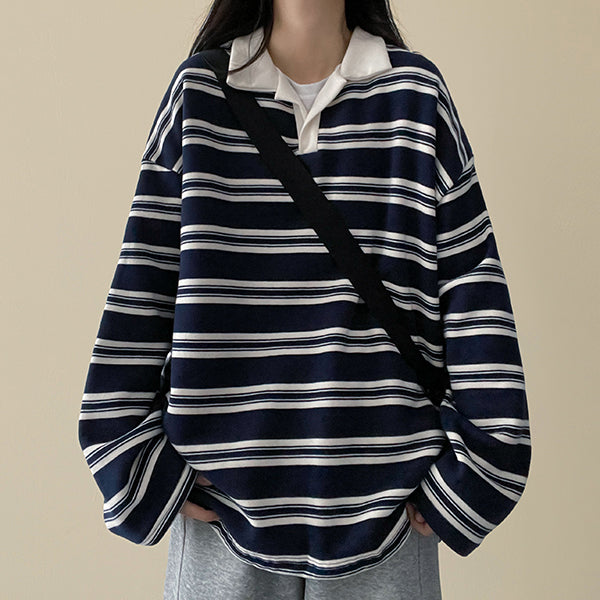 Sudadera de rayas horizontales tipo rugby