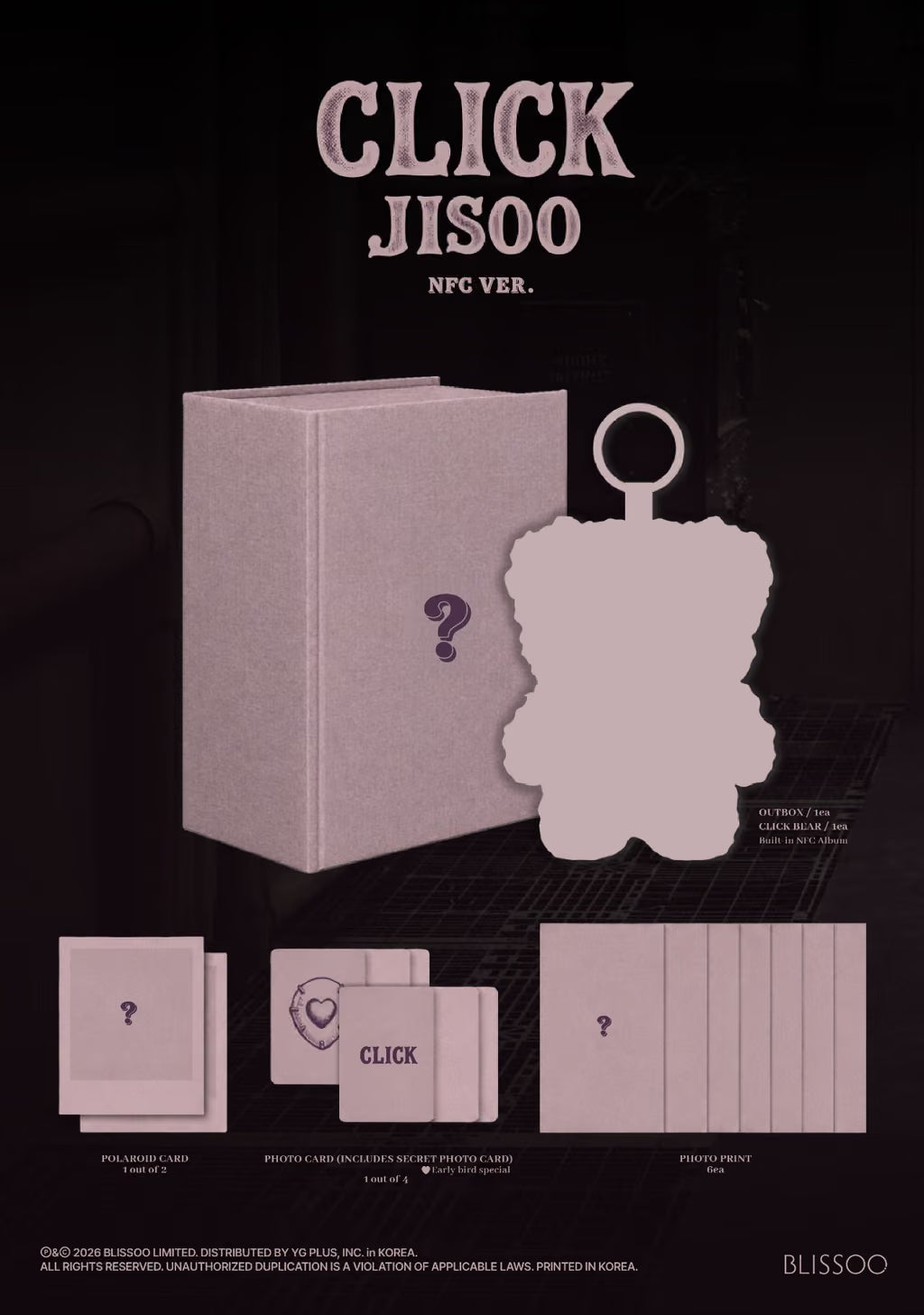 [PRE-ORDER] JISOO Single Album [CLICK] BABY BEAR NFC VER.