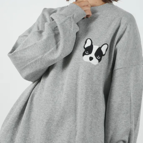 Sudadera con bordado de perrito Boston Terrier