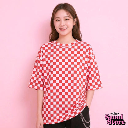 Camiseta Cuadriculada Roja