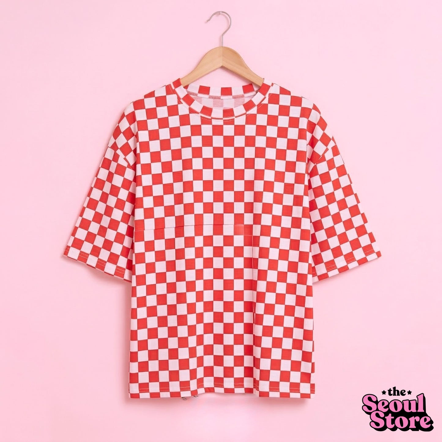 Camiseta Cuadriculada Roja