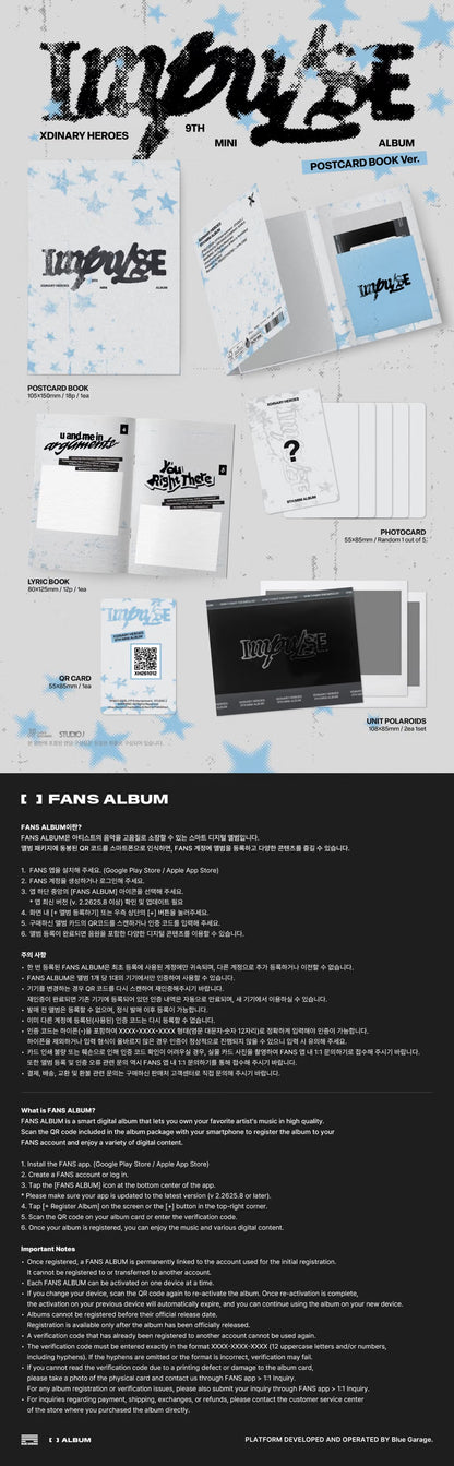 [PRE-ORDER] Xdinary Heroes 9th Mini Album [IMPULSE] (POSTCARD BOOK Ver.)