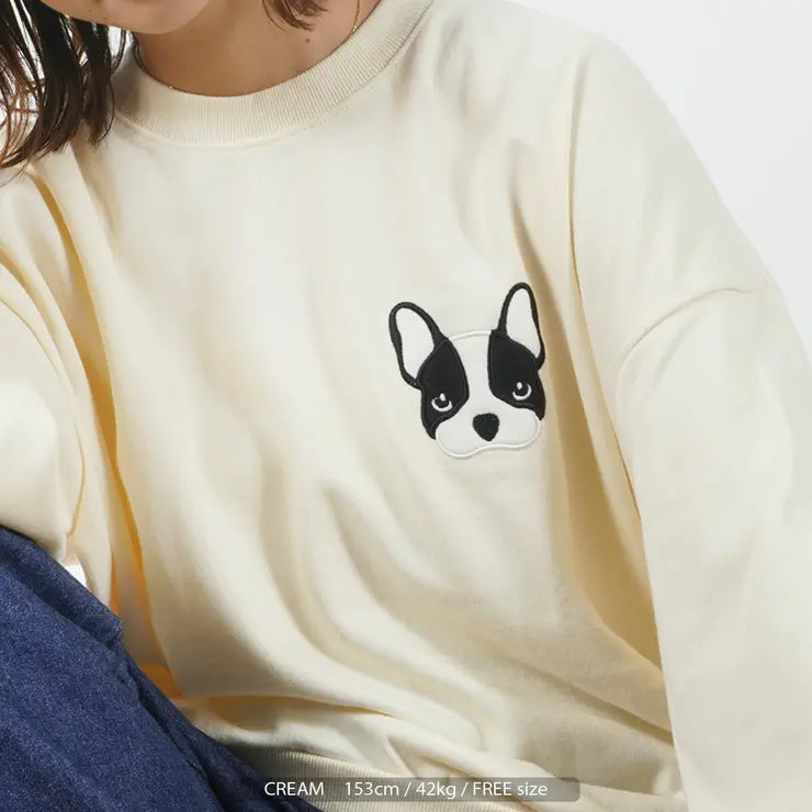 Sudadera con bordado de perrito Boston Terrier